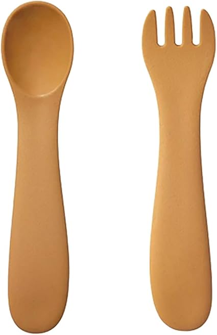KINTO Bonbo Yellow Kids Spoon and Fork Set Microwave Safe Baby Gift 26384
