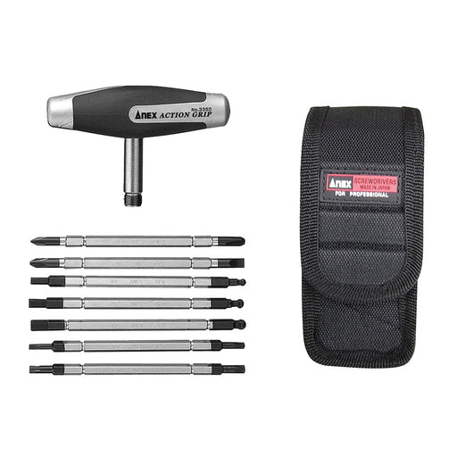 Anex No. 3350 Interchangeable Grip Screwdriver 7 Bit Set with Storage Case-Kiichin - The #1 Place for Japanese Goods in Your Hand!