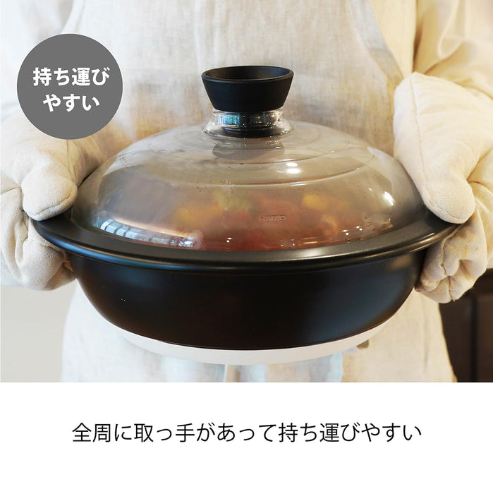 Hario Clay Pot with Glass Lid No. 9 3000ml GDN-255-BW Large Capacity-Kiichin - The #1 Place for Japanese Goods in Your Hand!