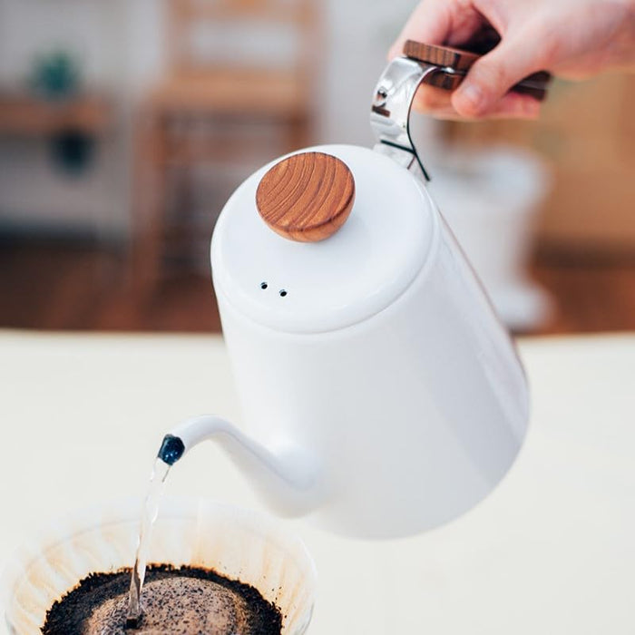 Hario Enamel Drip Kettle Bona 800ml IH Compatible BDK-80-W-Kiichin - The #1 Place for Japanese Goods in Your Hand!