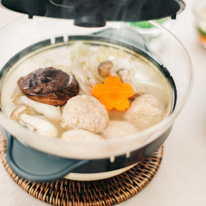 Hario Glass Microwave Side Dish Pot 450ml Black Easy Cooking Japan Made-Kiichin - The #1 Place for Japanese Goods in Your Hand!