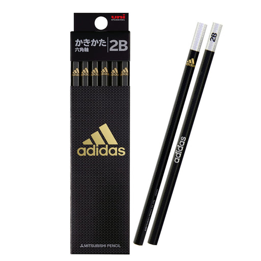 Mitsubishi Pencil Adidas Uni Drawing AI04 2B Black Gold Hexagonal Shaft Pack of 12-Kiichin - The #1 Place for Japanese Goods in Your Hand!