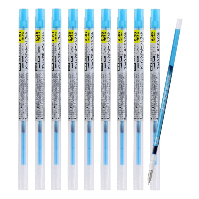 Mitsubishi Pencil Style Fit Signo Ballpoint Pen Refill Sky Blue 0.38mm - Pack of 10-Kiichin - The #1 Place for Japanese Goods in Your Hand!