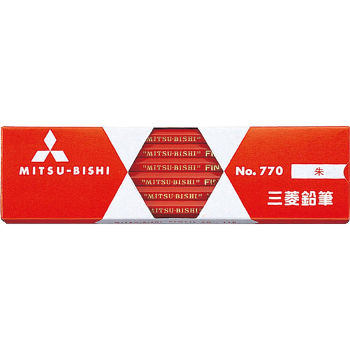 Mitsubishi Pencil No.770 Hexagonal Shaft Colored Pencils Vermilion 1 Dozen Pack-Kiichin - The #1 Place for Japanese Goods in Your Hand!