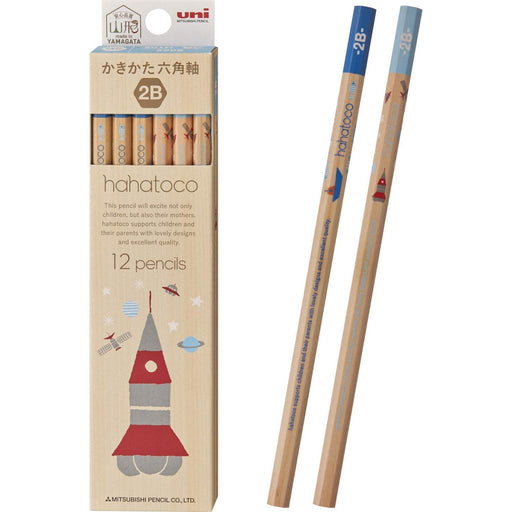 Mitsubishi Pencil 2B Drawing Pencil Hahatoko Wooden Shaft Space and Sea - 1 Dozen Pack-Kiichin - The #1 Place for Japanese Goods in Your Hand!