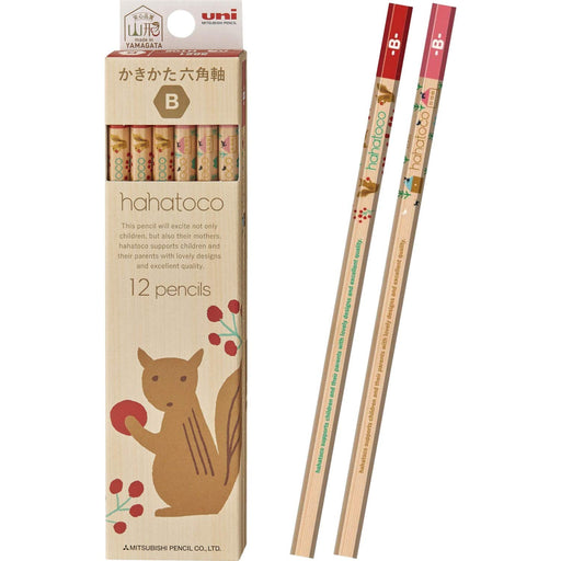 Mitsubishi Pencil Hahatoko Wooden Drawing Pencil HT02 B Squirrel & House 1 Dozen-Kiichin - The #1 Place for Japanese Goods in Your Hand!