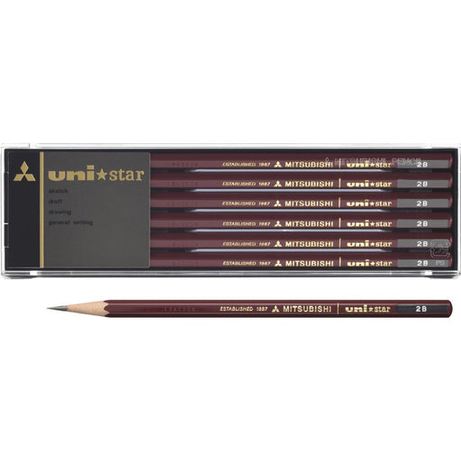 Mitsubishi Pencil Unistar 2B - Pack of 12 High-Quality Writing Pencils-Kiichin - The #1 Place for Japanese Goods in Your Hand!