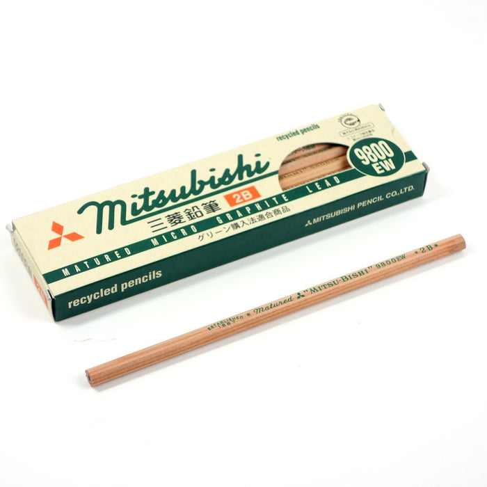 Mitsubishi Pencil 9800Ew 2B - Eco-friendly Recycled Pencils Pack of 12-Kiichin - The #1 Place for Japanese Goods in Your Hand!