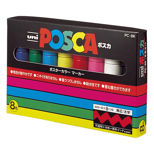 Mitsubishi Pencil 8-Color Water-Based Posca Pen with Bold Square Lead Pc8K8C-Kiichin - The #1 Place for Japanese Goods in Your Hand!