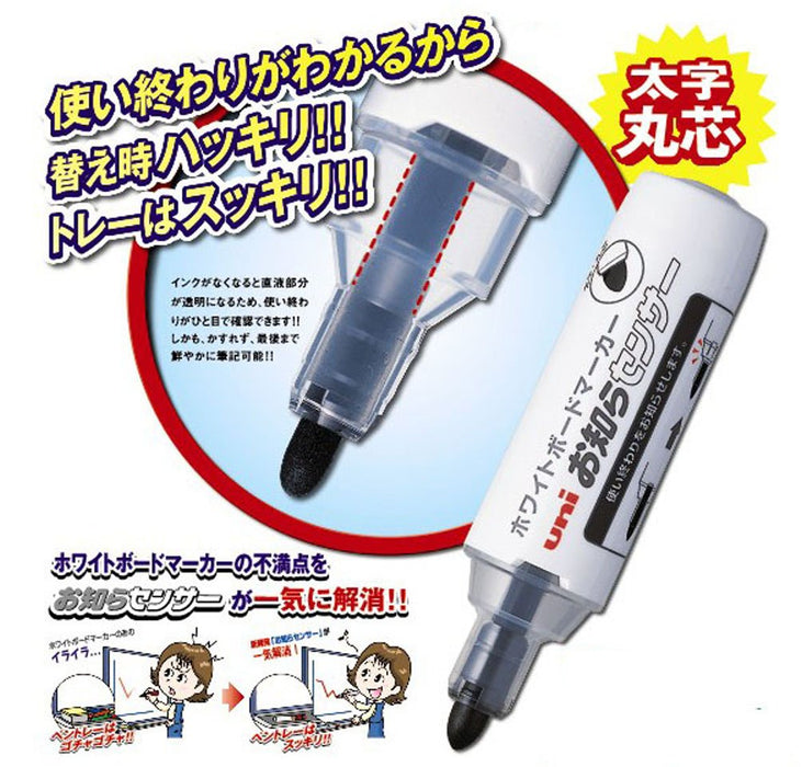 Mitsubishi Pencil Bold Green Whiteboard Marker with Sensor Refill Pack of 10-Kiichin - The #1 Place for Japanese Goods in Your Hand!