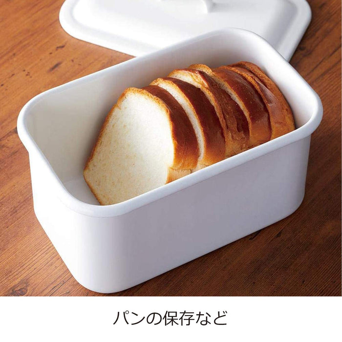 Noda Horo Enamel Storage Container Rectangle 2Kg Rice Bread Case White Japan