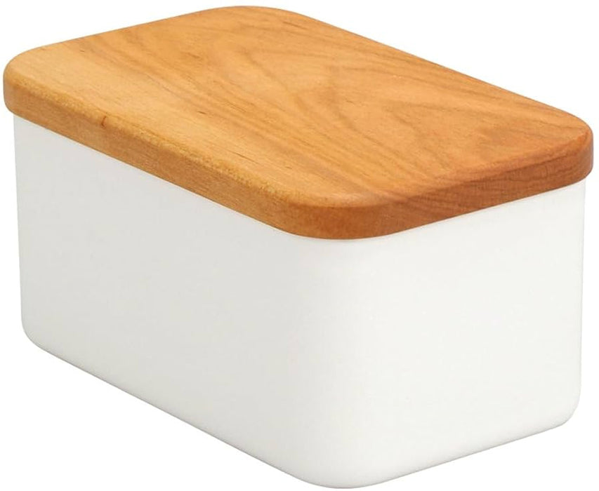 Noda Horo Enamel Container with Cherry Wood Cover – Fits 200g of Butter