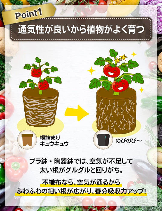 Foresia Non-Woven Fabric Planter 1 Gallon Pack of 5 for Home Garden-Kiichin - The #1 Place for Japanese Goods in Your Hand!