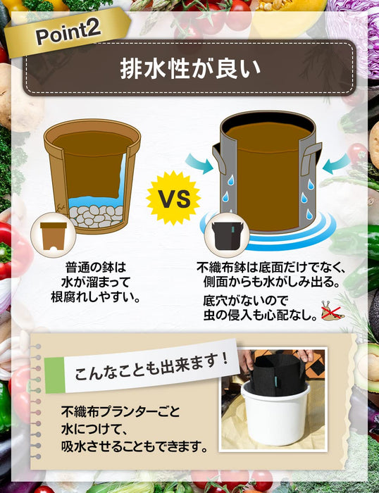 Foresia Non-Woven Fabric Planter 1 Gallon Pack of 5 for Home Garden-Kiichin - The #1 Place for Japanese Goods in Your Hand!