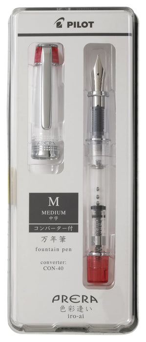 Pilot Prera Shikisaiai Transparent Red Fountain Pen Medium Nib