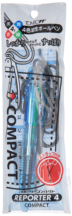 Tombow 4-Color Compact Ballpoint Pen with Strap Reporter 4 Blue Bc-Fsrcv40-Kiichin - The #1 Place for Japanese Goods in Your Hand!