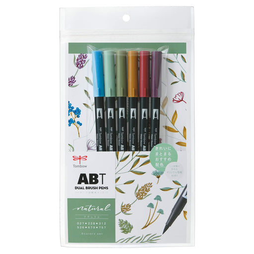 Tombow Dual Brush Pen Set 6 Color Variety in Natural Shades - AB-T6CNT-Kiichin - The #1 Place for Japanese Goods in Your Hand!