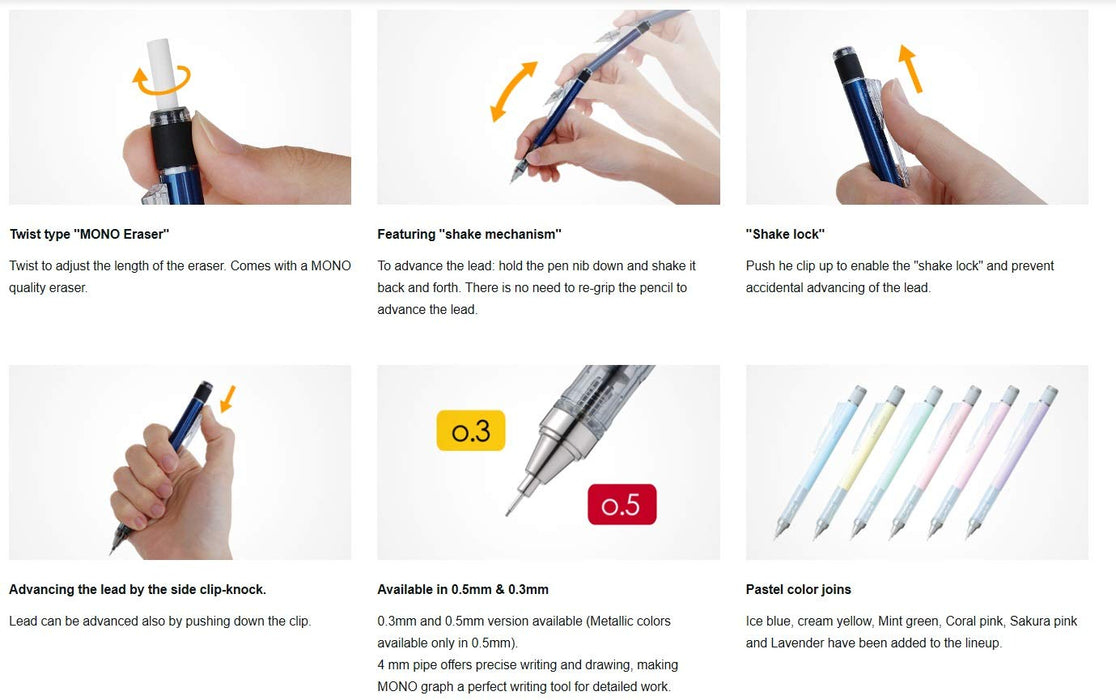 Tombow Monograph Mechanical Pencil 0.5mm in Dynamic Blue - Dpa-132D-Kiichin - The #1 Place for Japanese Goods in Your Hand!