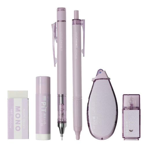 Tombow Mono Pit Mechanical Pencil Set 0.5mm 6 Pieces Ash Mauve-Kiichin - The #1 Place for Japanese Goods in Your Hand!