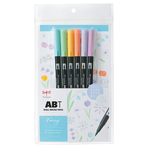 Tombow Dual Brush Pen Set 6 Vibrant Colors - Fancy AB-T6CFN Pencil Brush Pen-Kiichin - The #1 Place for Japanese Goods in Your Hand!
