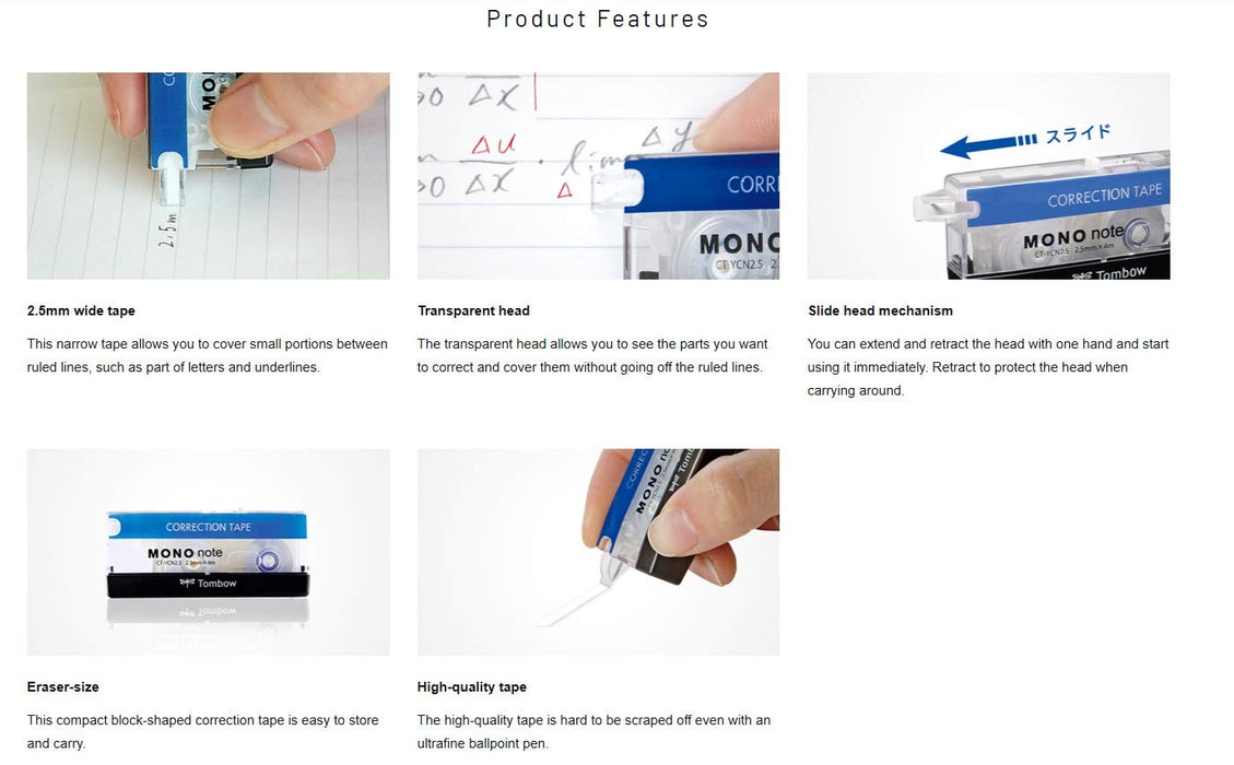 Tombow Mononote Correction Tape Blue Pencil Compatible - Ct-Ycn2.5C41 Model-Kiichin - The #1 Place for Japanese Goods in Your Hand!