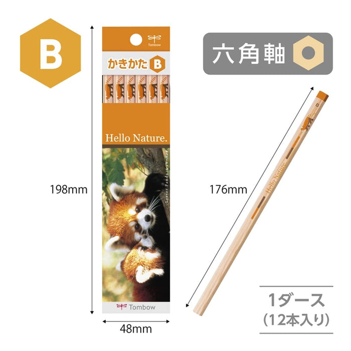 Tombow Hello Nature B Red Panda Drawing Pencil Pack of 12-Kiichin - The #1 Place for Japanese Goods in Your Hand!