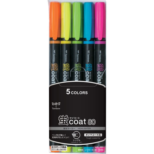 Tombow Fluorescent Pencil Highlighter Set 5 Assorted Colors Coat 80 Series-Kiichin - The #1 Place for Japanese Goods in Your Hand!