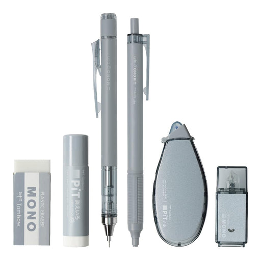 Tombow Mono Pit 6-Piece Mechanical Pencil Set 0.5mm Ash Color PCC-642Caz-Kiichin - The #1 Place for Japanese Goods in Your Hand!