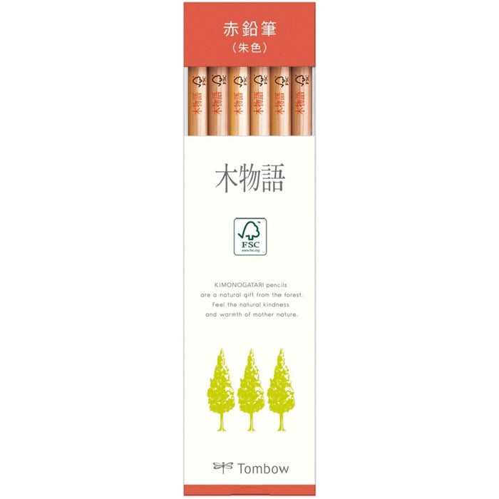 Tombow 1 Dozen Vermilion Red Pencil F Wood Story Round Shaft Pencil Pack-Kiichin - The #1 Place for Japanese Goods in Your Hand!