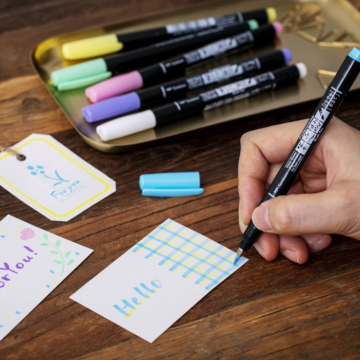 Tombow Fudenosuke Water-Based Signature Pencil Set Supple Tailoring 6 Pastel Colors-Kiichin - The #1 Place for Japanese Goods in Your Hand!