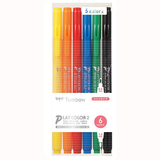 Tombow Play Color 2 Signature Pen Water-Based 6 Colors Pack - Gcb-611-Kiichin - The #1 Place for Japanese Goods in Your Hand!