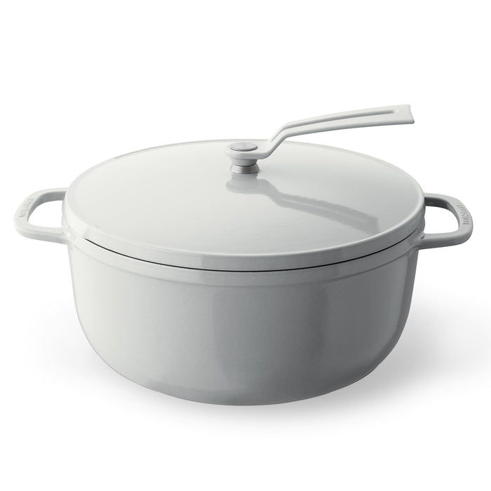Vermicular 26cm Cast Iron Enamel Pot Sea Salt White with Recipe Book