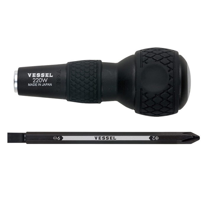 Vessel 220W-62 Ball Grip Driver with +2/-6 Bit Included - Versatile Tool Replacement-Kiichin - The #1 Place for Japanese Goods in Your Hand!