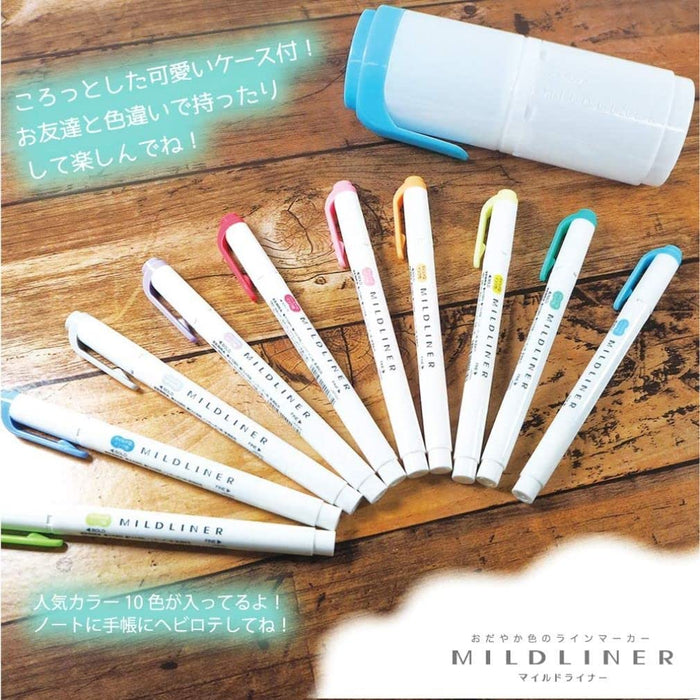 Zebra 10-Color Mild Liner Highlighter Set with Hard Case - Blue Green Wkt7-Hd-Bg-Az-Kiichin - The #1 Place for Japanese Goods in Your Hand!