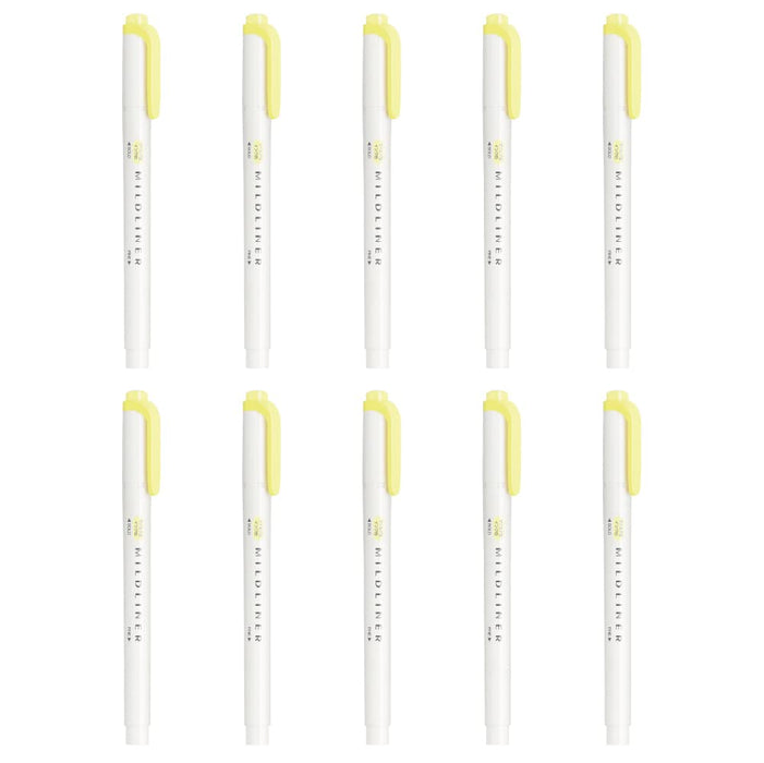 Zebra 10-Pack Mild Sherbet Yellow Highlighter Liners B-Wkt7-Msy Series-Kiichin - The #1 Place for Japanese Goods in Your Hand!