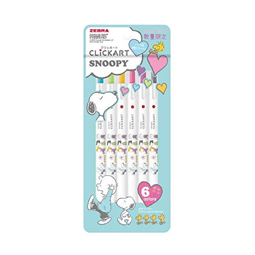 Zebra Clickart Snoopy 6-Color Set Water-Based Retractable Pens-Kiichin - The #1 Place for Japanese Goods in Your Hand!