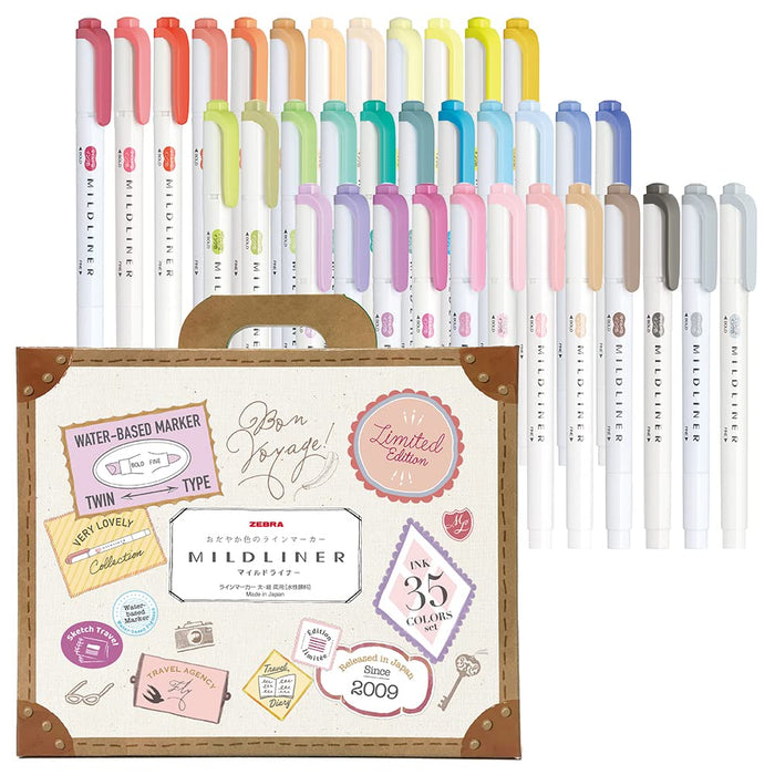 Zebra Highlighter Mild Liner 35-Color Set Gift Box Wkt7-35C-Kiichin - The #1 Place for Japanese Goods in Your Hand!