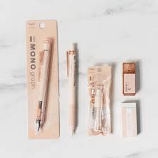 Tombow Mono Mineral Apricot Pink Stationery Set 0.5mm Mechanical Pencils and Eraser-Kiichin - The #1 Place for Japanese Goods in Your Hand!