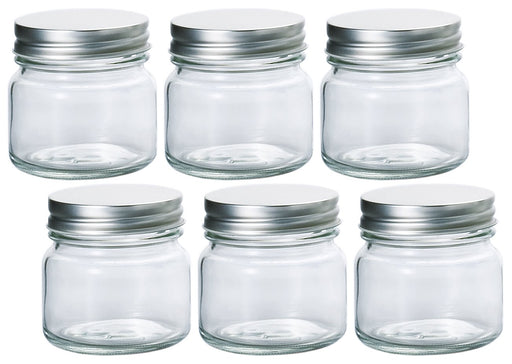 Aderia 200ml Glass Canister Set of 6 - Silver Cap Storage Bottles from Japan-Kiichin - The #1 Place for Japanese Goods in Your Hand!