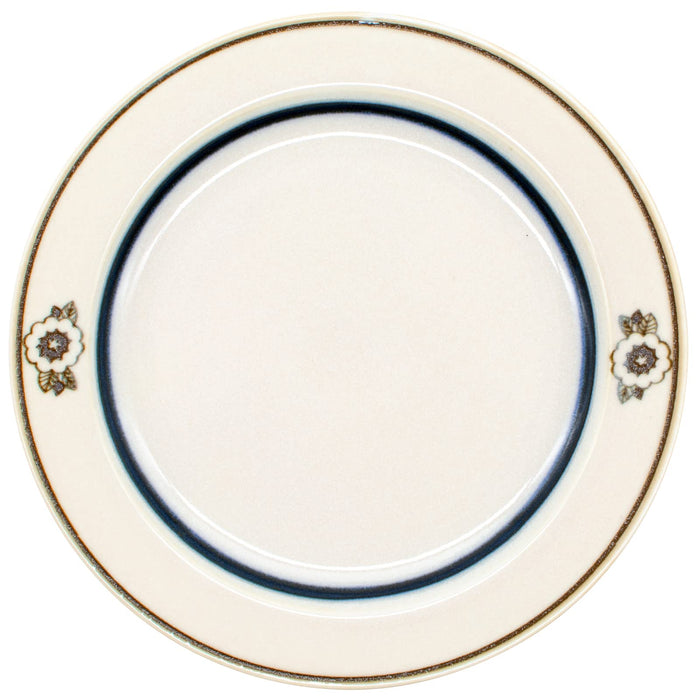 Aito Anyware Dish Plate M 20cm Fleurage Flower Navy Mino Ware Japan 111046-Kiichin - The #1 Place for Japanese Goods in Your Hand!