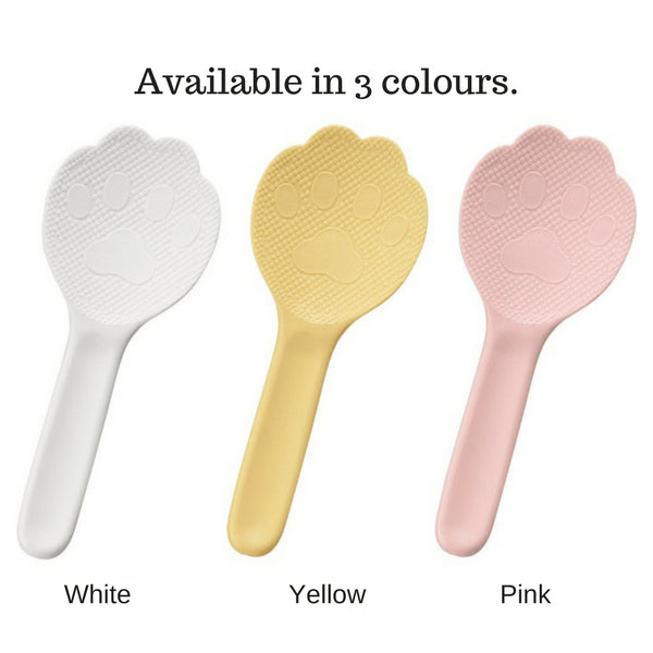 Akebono Non-Stick Cat Paw Shamoji Rice Spatula - White (19.2cm)-Kiichin - The #1 Place for Japanese Goods in Your Hand!
