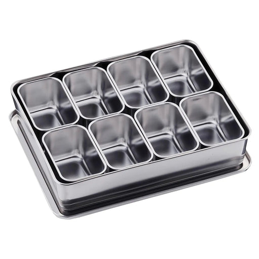 Clover Stainless Steel Yakumi Seasoning Container - 8 Compartment Square Organizer-Kiichin - The #1 Place for Japanese Goods in Your Hand!