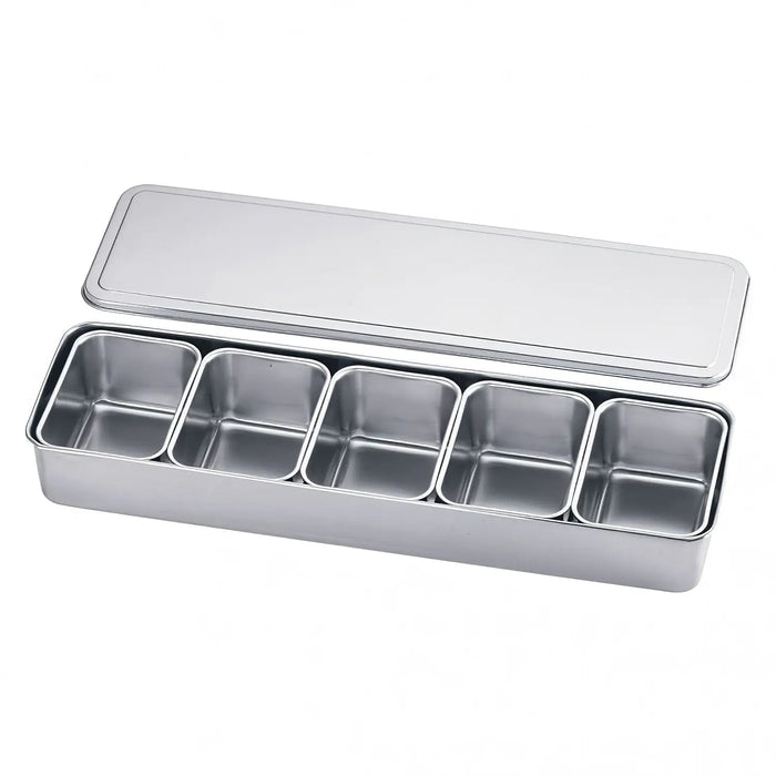 Compact 5-Compartment Stainless Steel Yakumi Seasoning Container by Clover-Kiichin - The #1 Place for Japanese Goods in Your Hand!