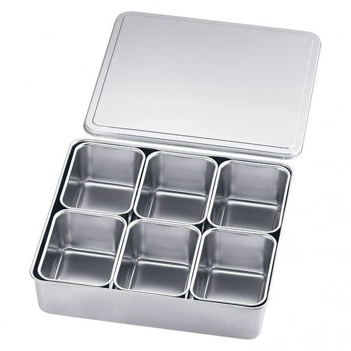 Compact 6-Compartment Stainless Steel Yakumi Seasoning Container by Clover-Kiichin - The #1 Place for Japanese Goods in Your Hand!