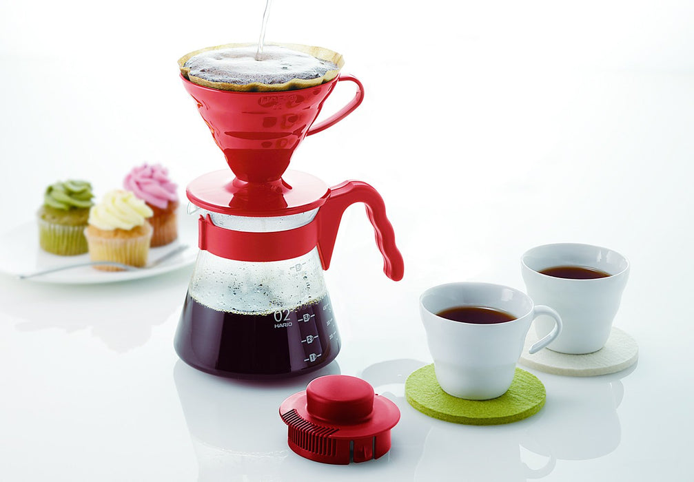 Hario V60 02 Coffee Drip Set 1-4 Cups Red VCSD-02R-Kiichin - The #1 Place for Japanese Goods in Your Hand!