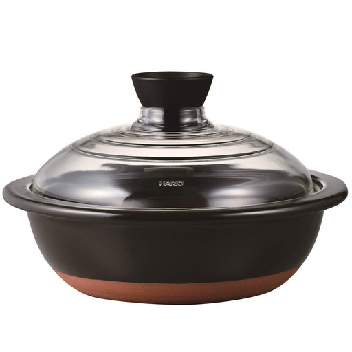 Hario Glass Lid Earthen Pot No.9 3000Ml GDN-255-B Black-Kiichin - The #1 Place for Japanese Goods in Your Hand!