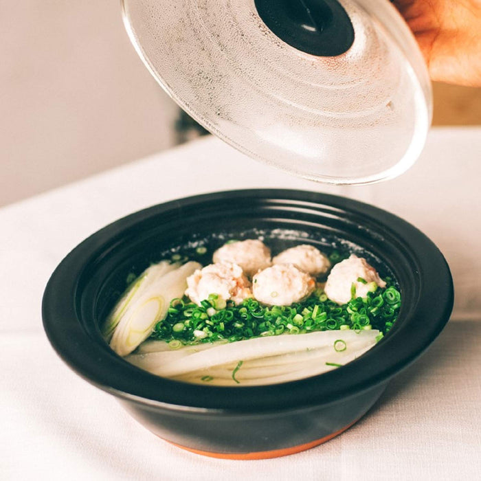 Hario Glass Lid Earthen Pot No.9 3000Ml GDN-255-B Black-Kiichin - The #1 Place for Japanese Goods in Your Hand!