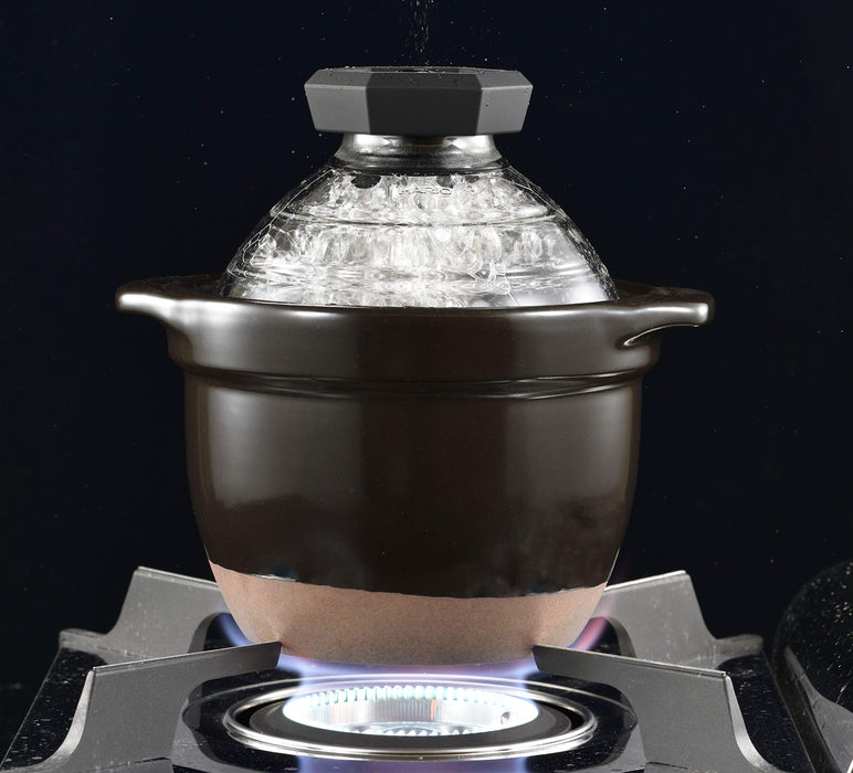 Hario Glass Rice Pot 1-2 Cups GNR-150-B Black Japan-Kiichin - The #1 Place for Japanese Goods in Your Hand!