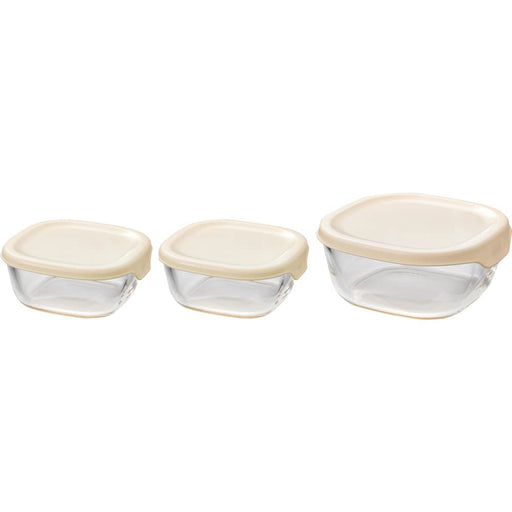 Hario Glass Storage Container - Heat Resistant, Made in Japan, 3Pcs White-Kiichin - The #1 Place for Japanese Goods in Your Hand!