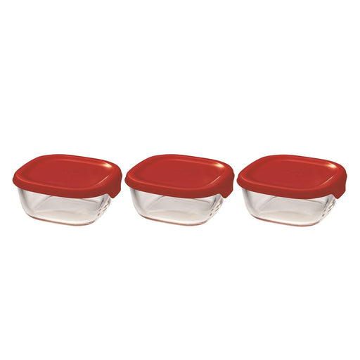 Hario Red Glass Storage Container Set of 3 - 110ml, Microwave/Oven Safe, Made in Japan-Kiichin - The #1 Place for Japanese Goods in Your Hand!